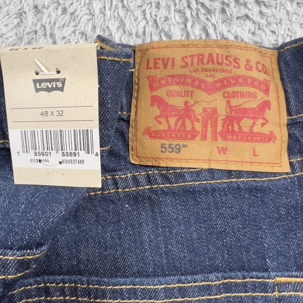 Levis 559 Jeans Mens 48x31 Blue Dark Wash Relaxed Straight Big & Tall NWT - Picture 6 of 9